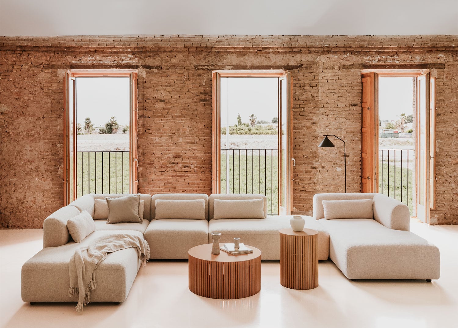 Sofá modular esquinero beige claro