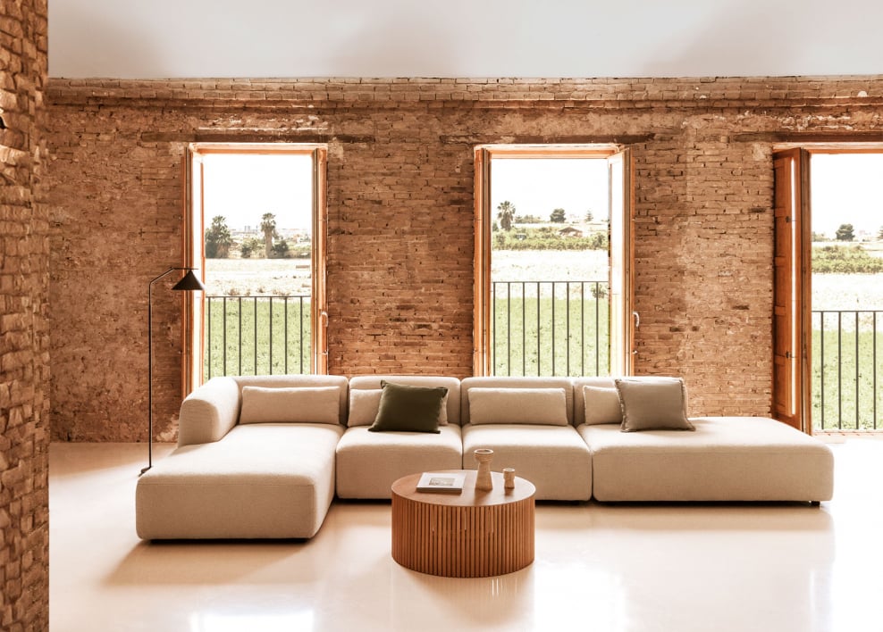 Sofá modular chaise longue esquinero izquierdo de 4 piezas con diván Fogler