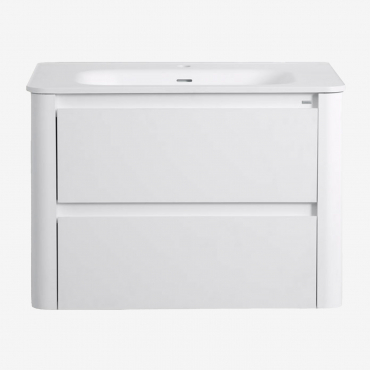 Conjunto De Mueble De Baño Suspendido En Madera Con Lavabo Integrado Egerton Blanco & Sin Espejo & Sin Grifo - Sklum