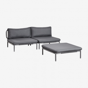 Sofá Modular De Jardín De 2 Piezas Y Puff Roubly Gris Grafito - Sklum