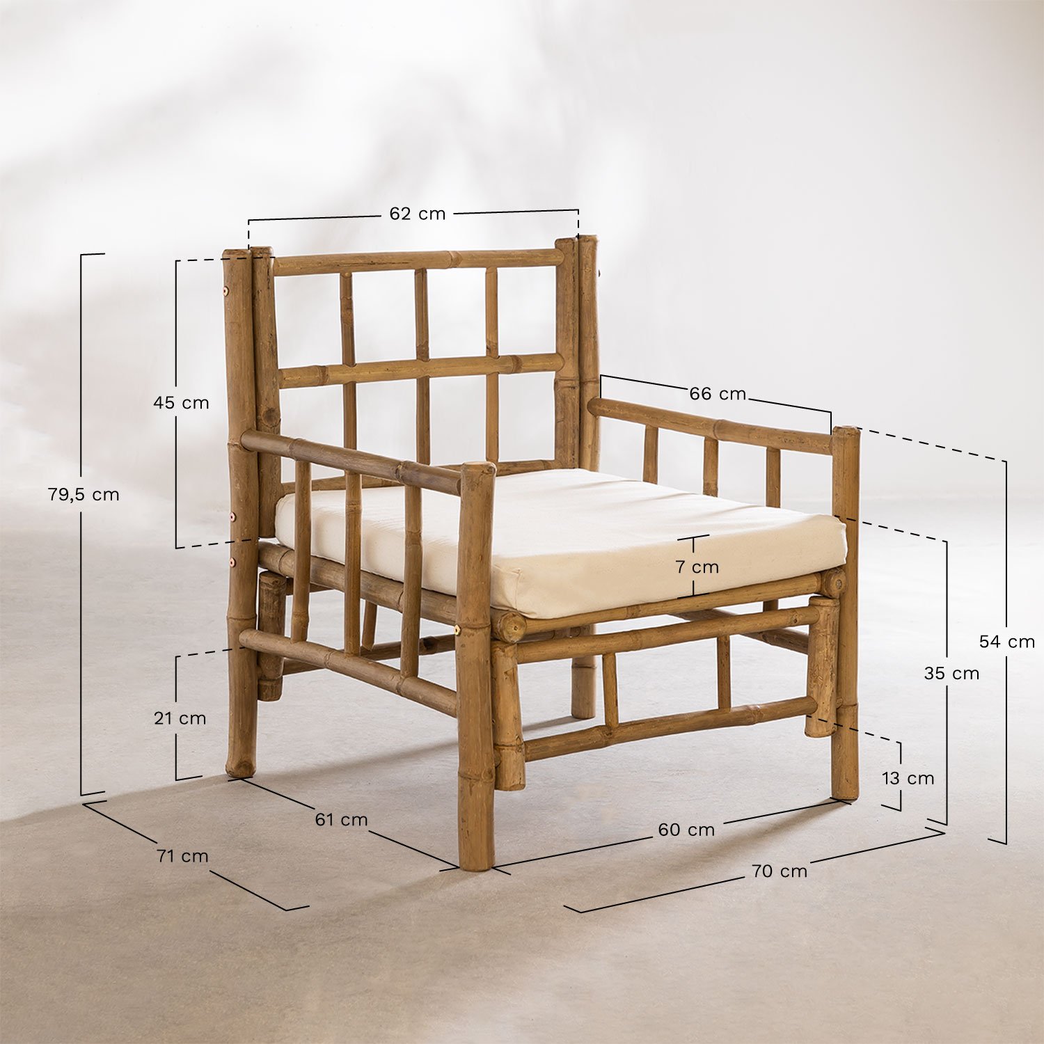 Sillón en bambú Nui   , medidas