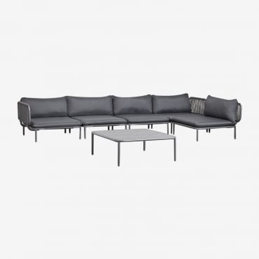 Sofá Modular De Jardín Rinconera De 5 Piezas Y Mesa De Centro Roubly Gris Grafito - Sklum