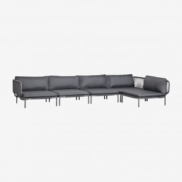 Sofá Modular De Jardín Rinconera De 5 Piezas En Acero Roubly Gris Grafito - Sklum