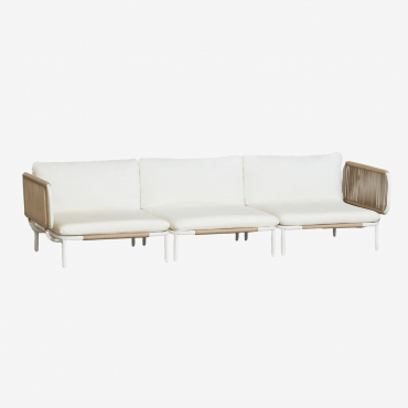 Sofá Modular De Jardín De 3 Piezas Con 2 Sillones Esquineros Roubly Beige Almendra - Sklum
