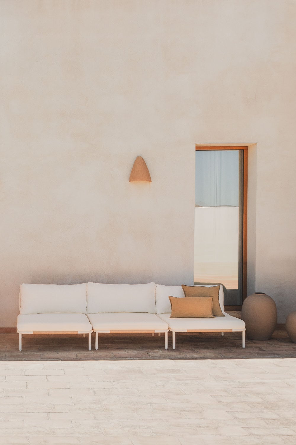 Sofá modular de jardín de 3 piezas Roubly