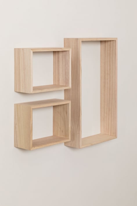 Set de 3 estantes de pared en madera Ayale