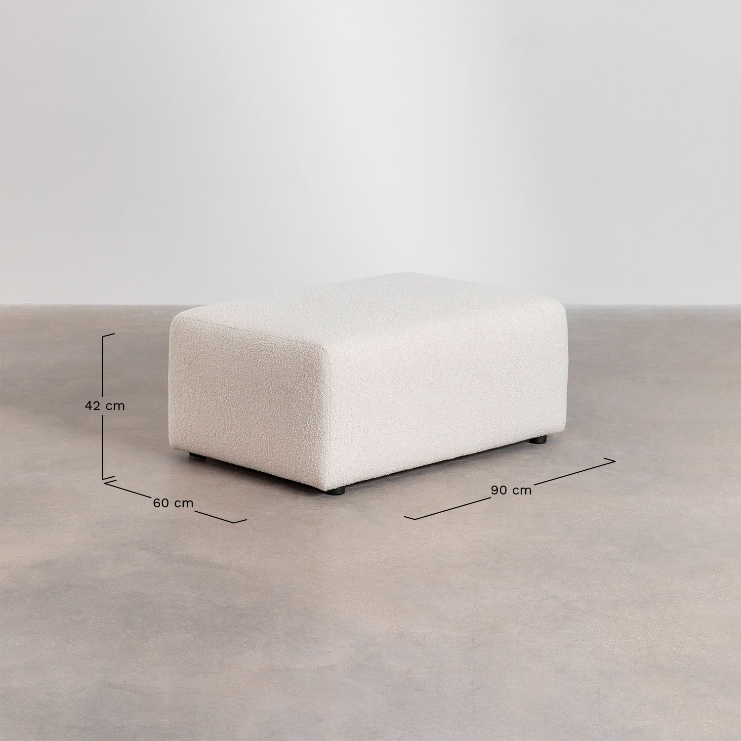 Puff 90x60 cm en borreguito Borjan, medidas