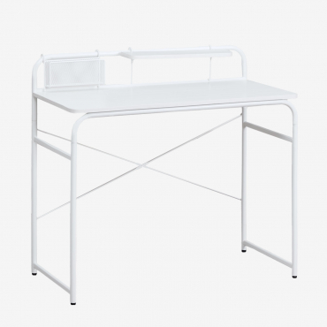 Escritorio 100x45 Cm En Acero Y Madera Sibila Blanco - Sklum