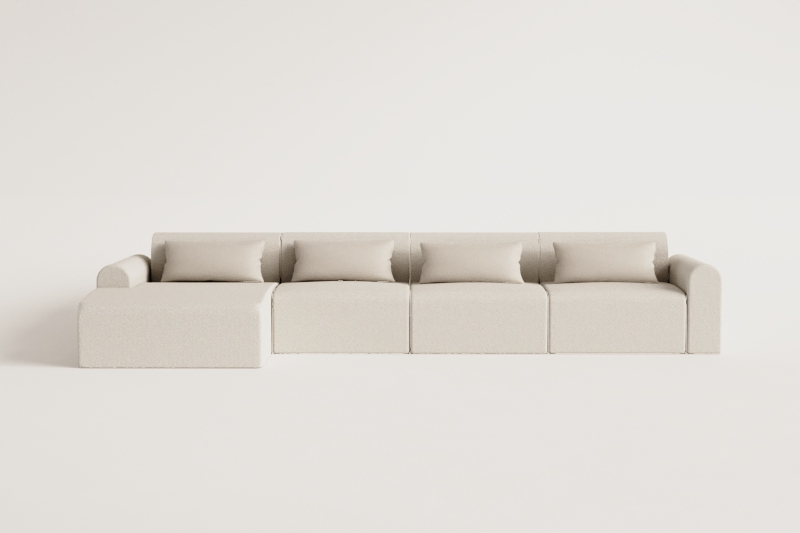 Sofá Modular Chaise Longue de 4 Piezas con Esquinero Derecho en Borreguito Borjan 