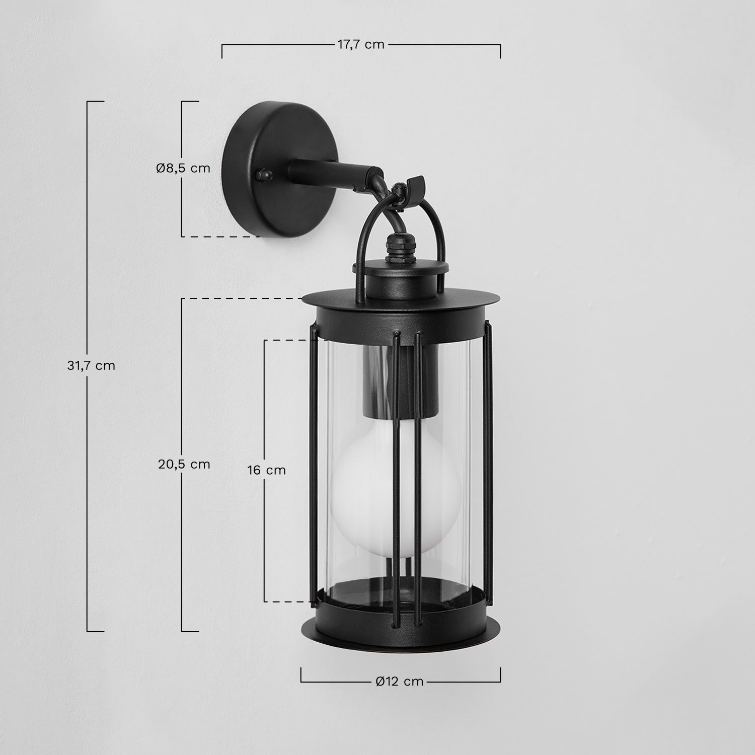 Lámpara de pared para exterior en acero inoxidable Tolira , medidas