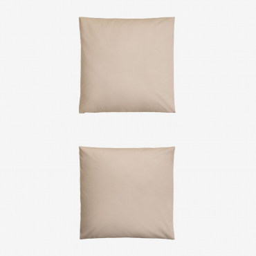 Pack De 2 Fundas De Almohada En Algodón Percal De 180 Hilos Lesia Beige Tapioca & 50 X 100 Cm - Sklum