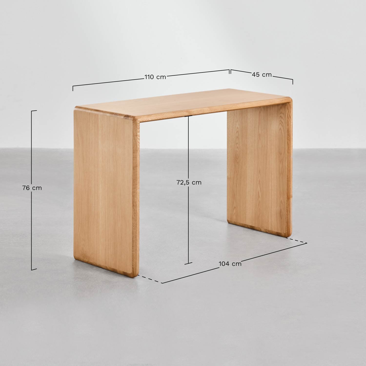 Escritorio 110x45 cm en madera Treveris, medidas