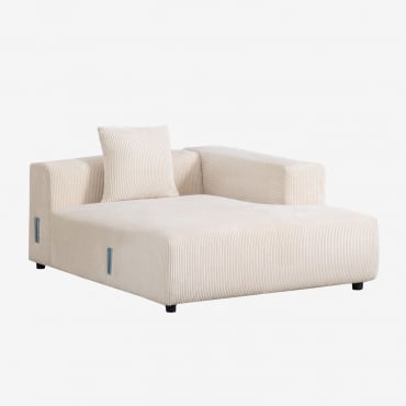 Módulo Chaise Longue Derecho Con Cojín Para Sofá Modular Bruna Pana Beige Lino - Sklum