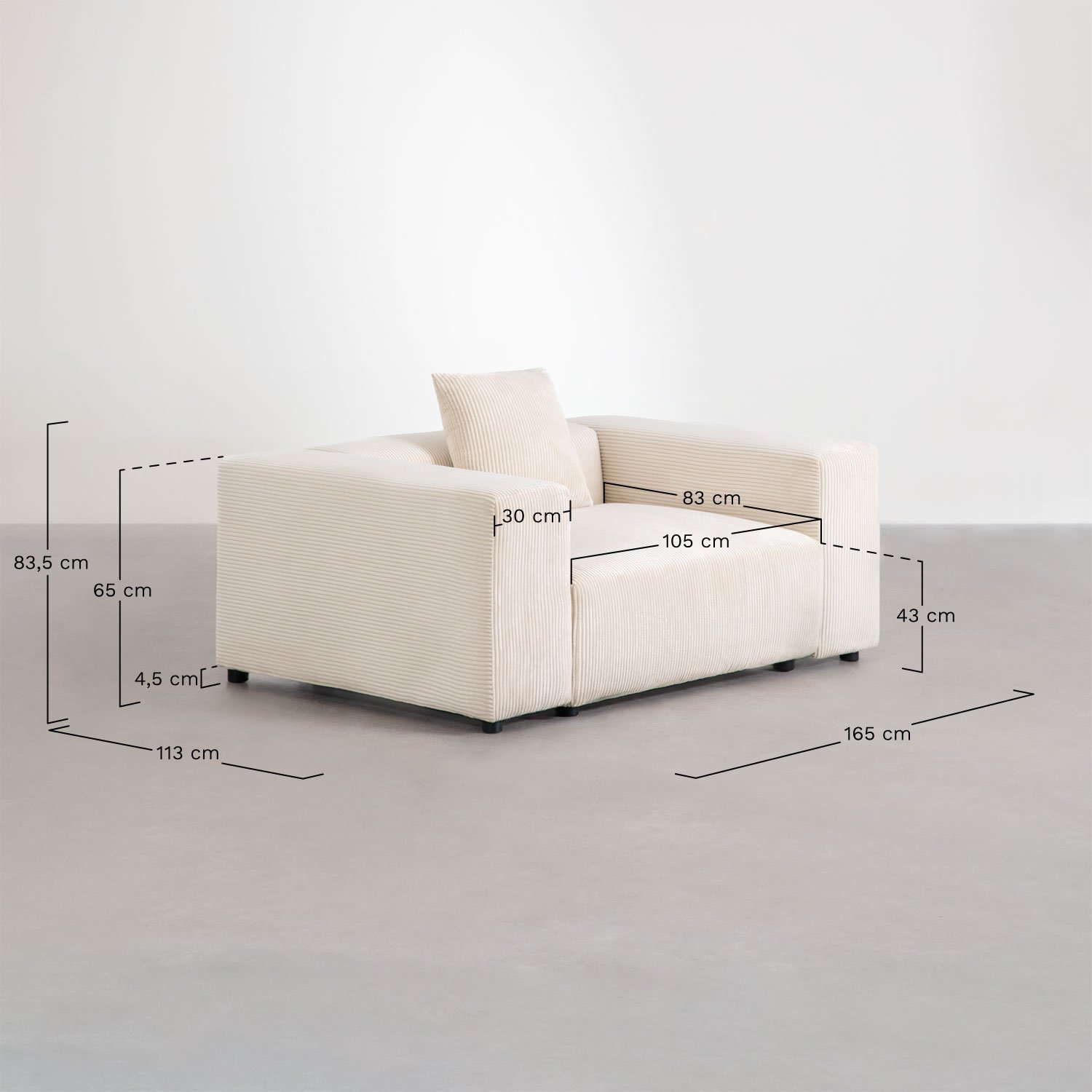 Sillón ↔︎165 cm Bruna , medidas