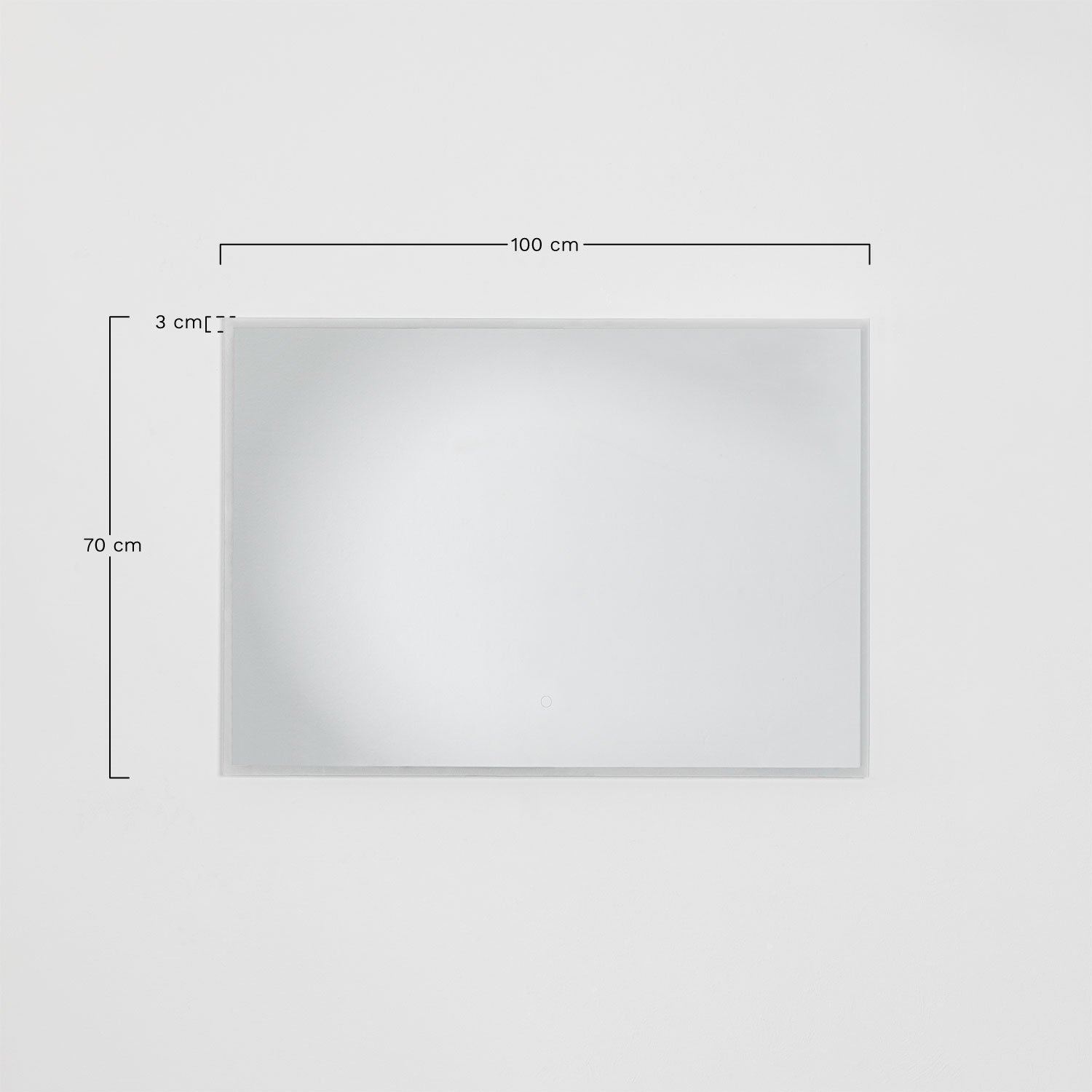 Espejo de pared rectangular para baño con luz LED y antivaho Riben, medidas