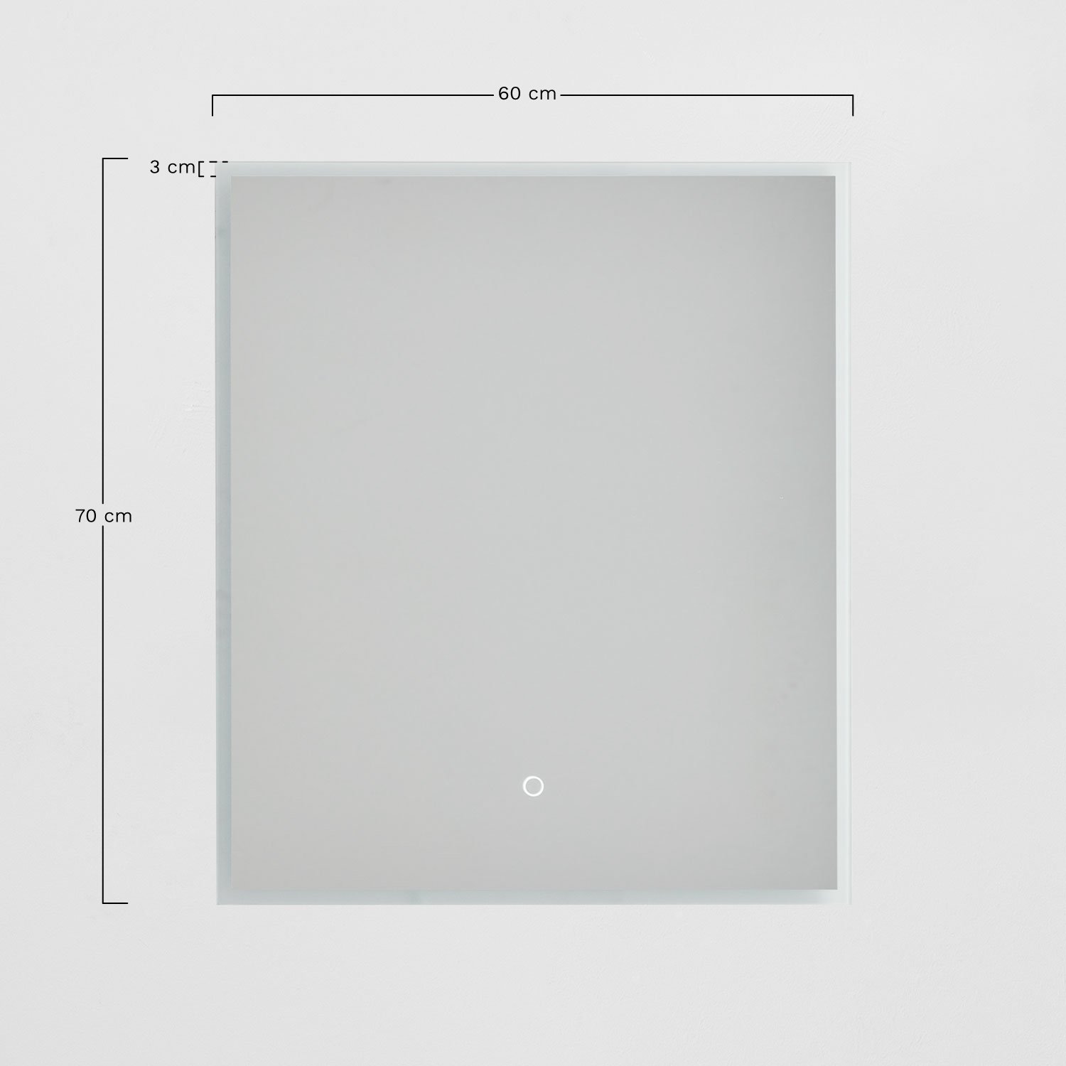 Espejo de pared rectangular para baño con luz LED y antivaho Riben, medidas