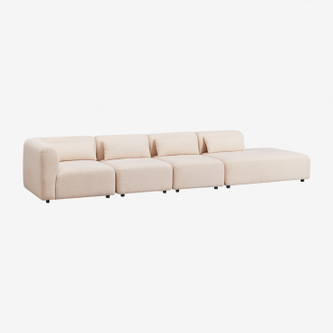 Sofá Modular Esquinero De 4 Piezas Con Diván Derecho Fogler Borreguito Beige Crema - Sklum
