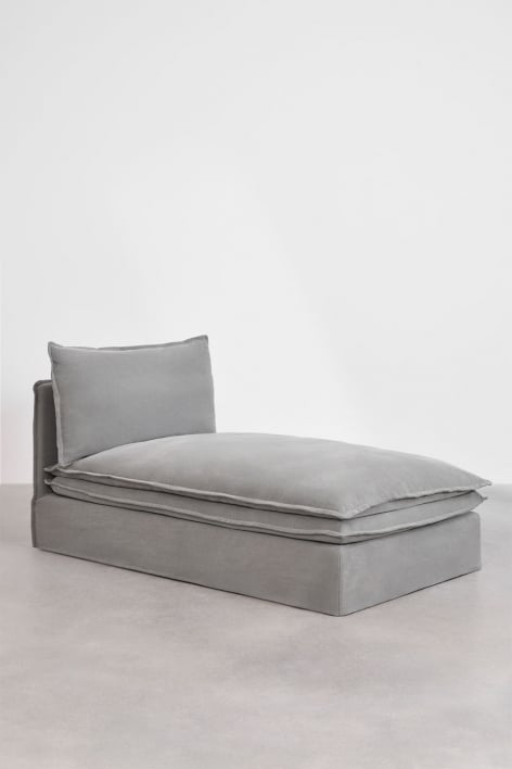 Módulo chaise longue para sofá modular en lino y algodón Grace - Tela Gris Oscuro