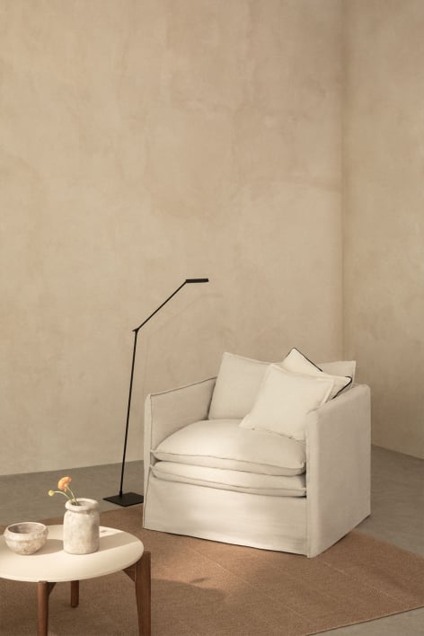 Sillón con reposabrazos en lino y algodón Grace
