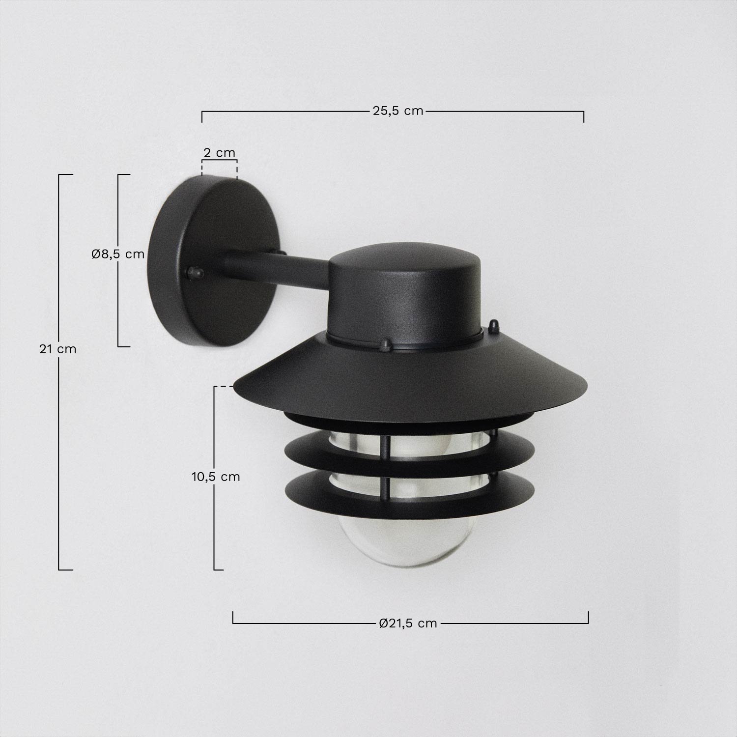 Lámpara de pared para exterior en acero inoxidable Uvona, medidas