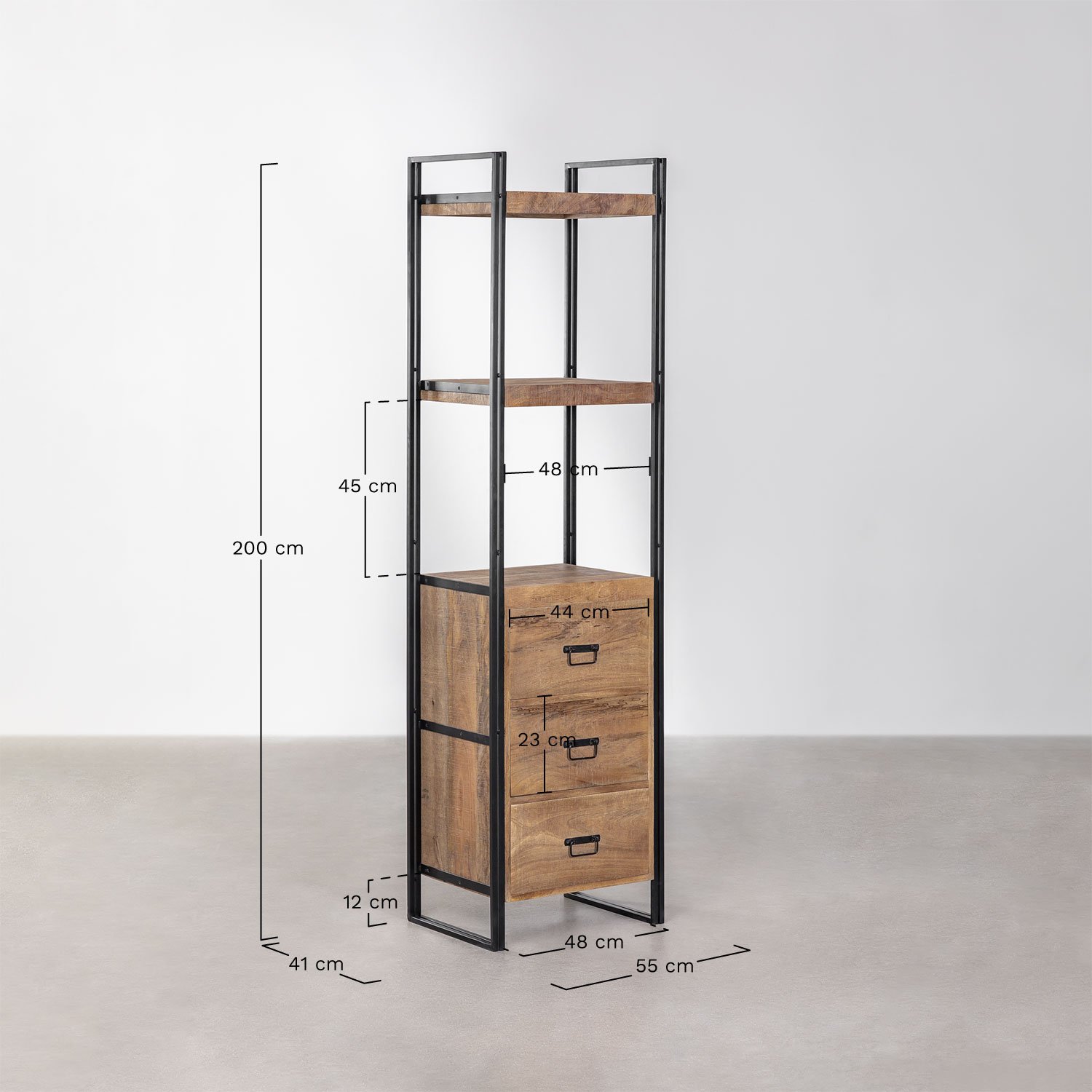 Estantería en madera de mango Klyfton, medidas