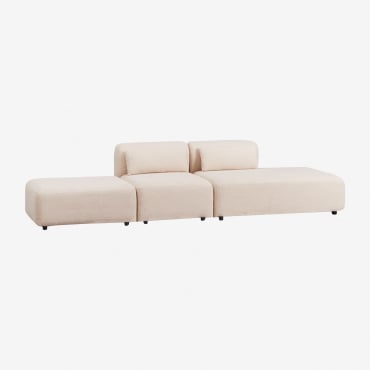 Sofá Modular De 2 Piezas Con Diván Derecho Y Puff Fogler Borreguito Beige Crema - Sklum