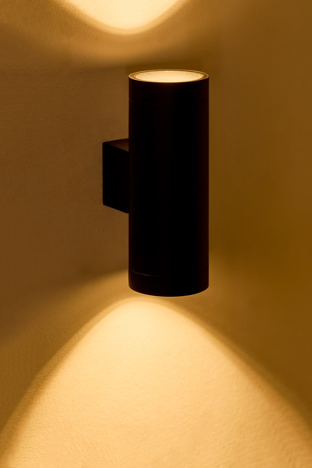 Aplique de pared para exterior de aluminio negro Sileno con 2 luces