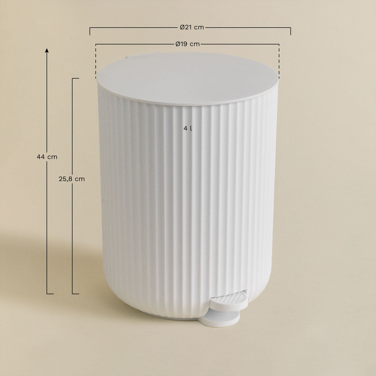 Papelera con Tapa y Pedal Vernon  , medidas