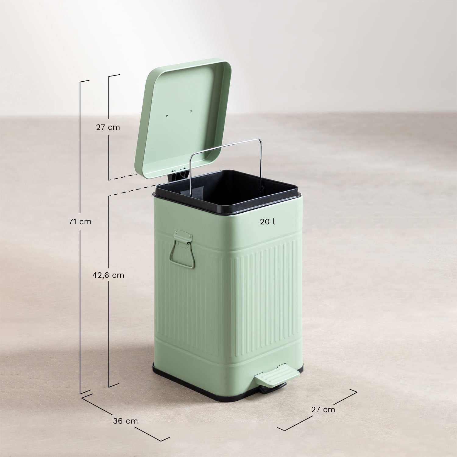 Papelera Pedal Algaida, medidas