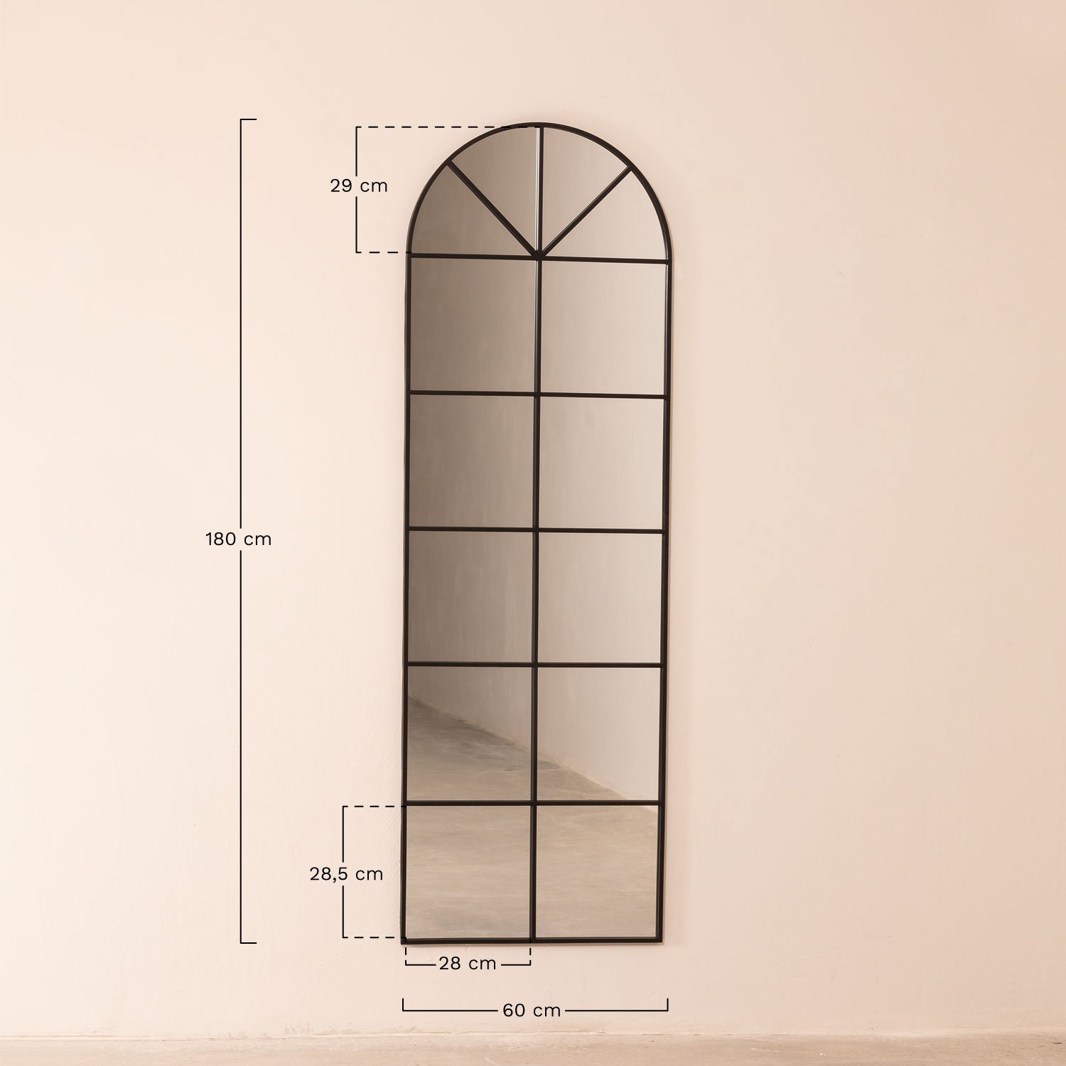 Espejo de Pared en Metal Efecto Ventana (60x180 cm) Paola , medidas