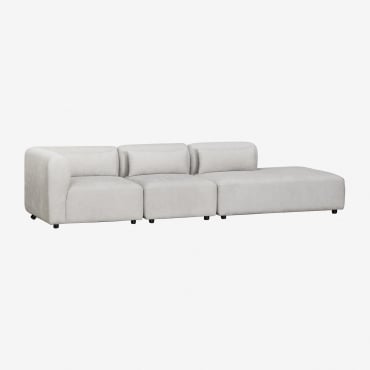 Sofá Modular Esquinero De 3 Piezas Con Diván Derecho Fogler Tela Gris Claro - Sklum