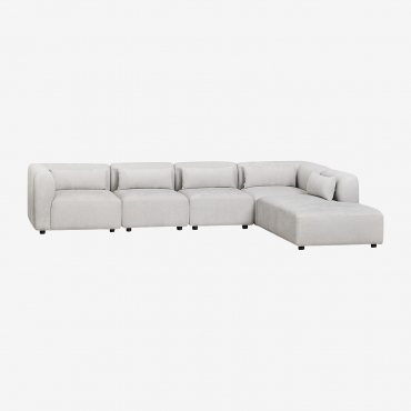 Sofá Modular De 5 Piezas Con Diván Derecho Fogler Tela Gris Claro - Sklum