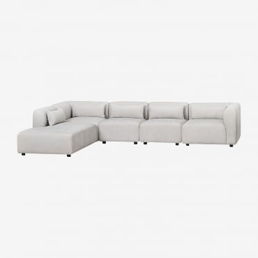 Sofá Modular De 5 Piezas Con Diván Izquierdo Fogler Tela Gris Claro - Sklum