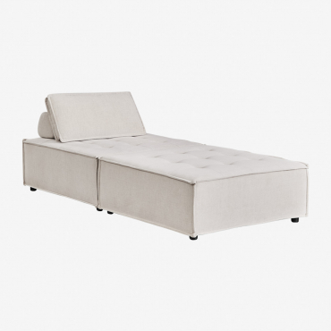 Conjunto De Salón Con Sillón Y Puff En Tela Vermont Chenilla Beige Crema - Sklum