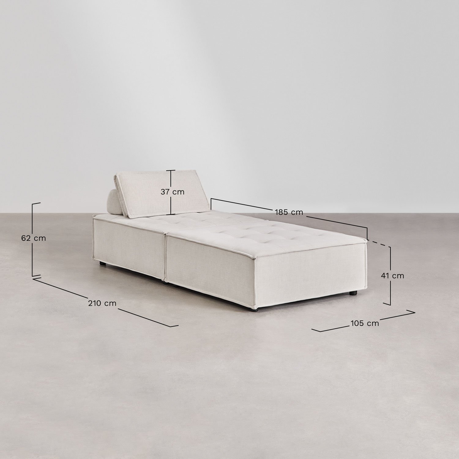 Conjunto de salón con sillón y puff en tela Vermont, medidas