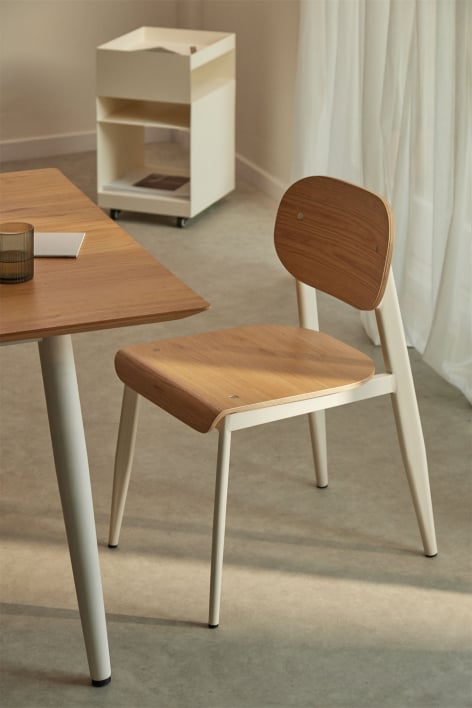 Silla de comedor en chapa de roble y hierro And