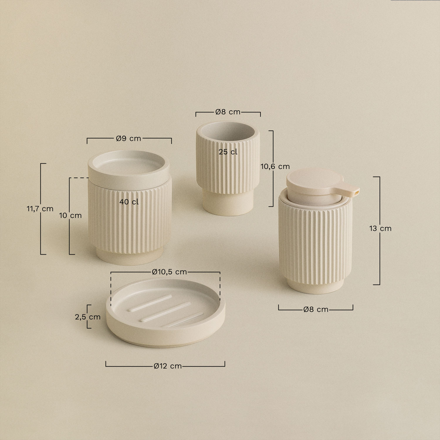 Ensemble Salle De Bain Yiriel Par SKLUM - Distributeur, Porte-savon, Verre à Brosses Et Porte-cotons