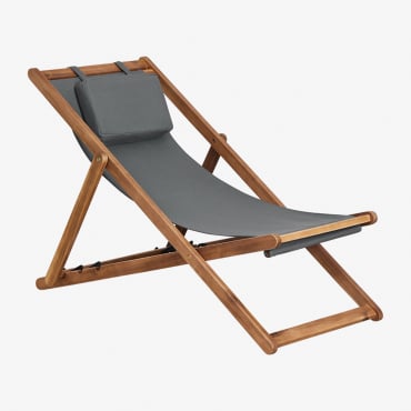 Hamaca Plegable Con Cojín En Madera Kardis Gris Grafito - Sklum