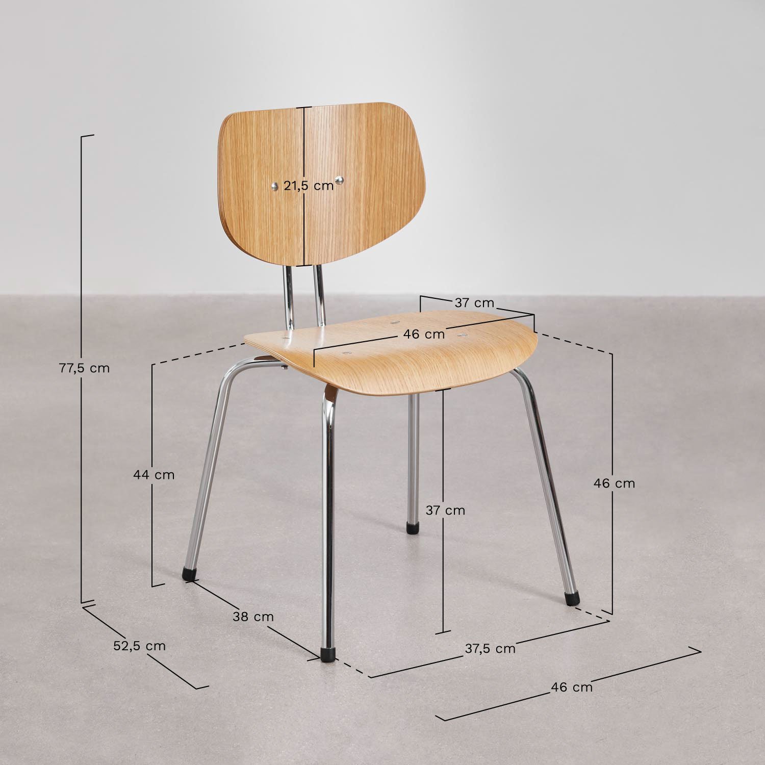 Pack de 4 sillas de comedor en madera Odelys, medidas