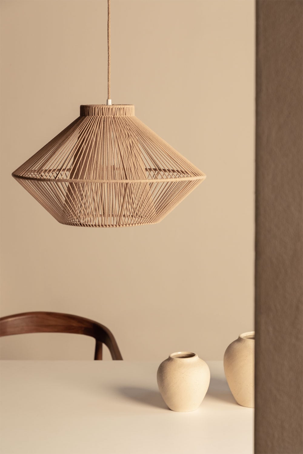 Lámpara colgante de cuerda beige