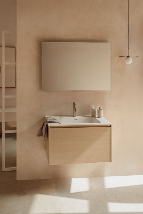 Conjunto de mueble de baño suspendido en madera con lavabo integrado Jacob