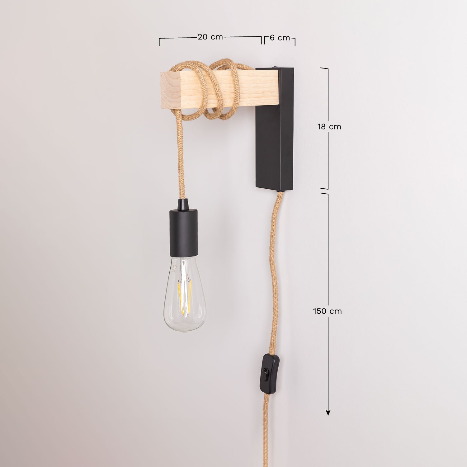 Lámpara de Pared Tina Natural, medidas