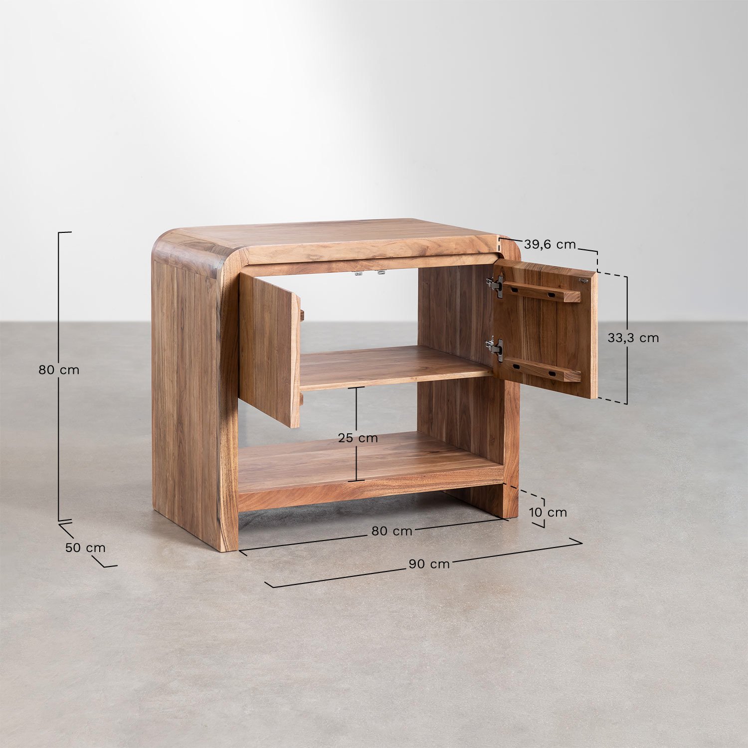 Conjunto de mueble de baño en madera de acacia Vacry, medidas