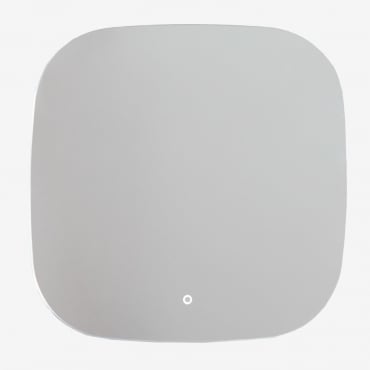Espejo De Pared Cuadrado 75x75 Cm Para Baño Con Luz Led Y Antivaho Riben Plateado - Sklum