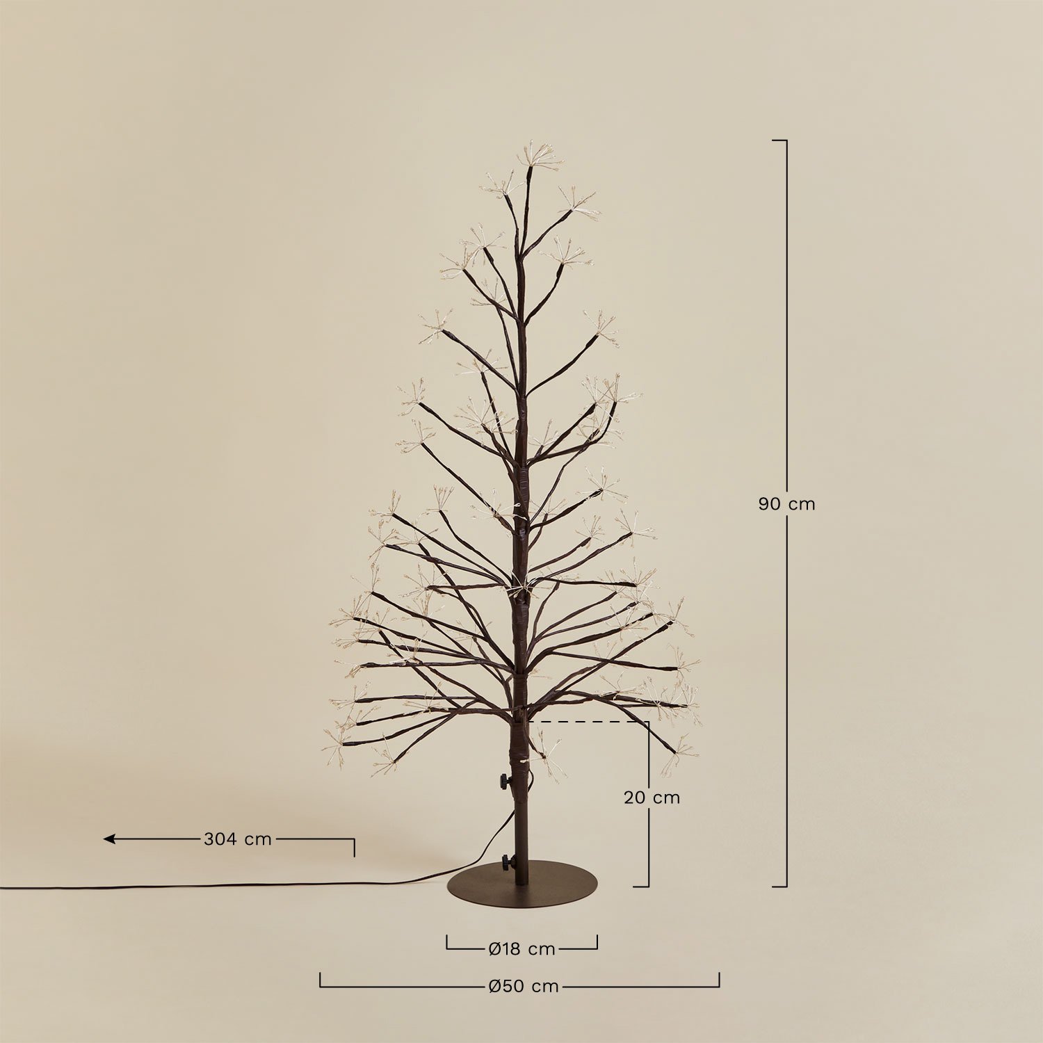 Árbol de Navidad LED en hierro Dorvin, medidas