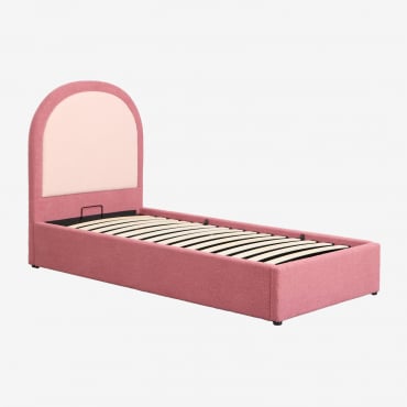 Cama Con Canapé Abatible En Borreguito Kalwa Borreguito Rosa & 90 X 190 Cm - Sklum
