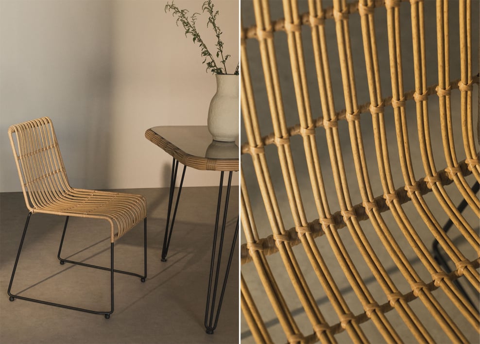 Silla de comedor en ratán sintético Aroa - Negro