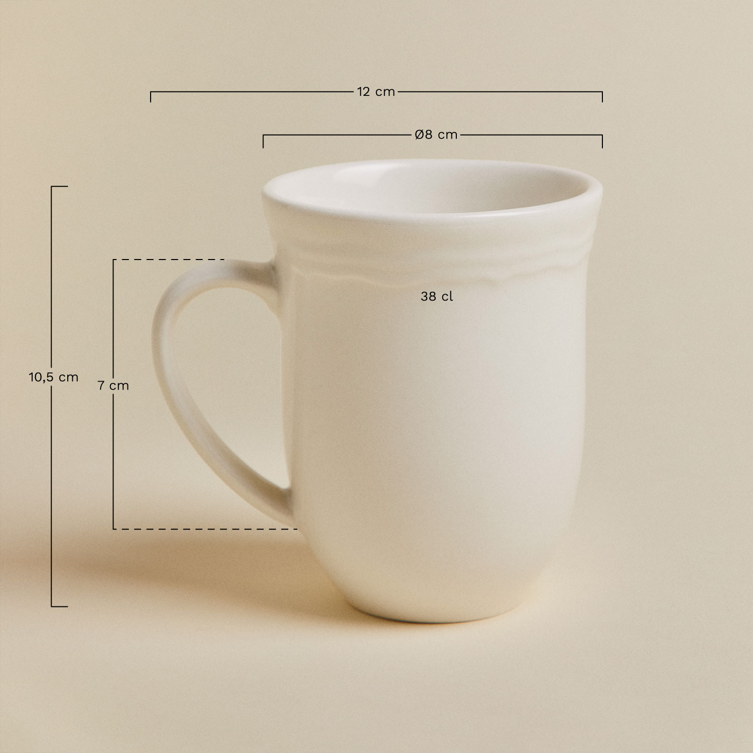 Pack de 2 tazas en new bone china 38 cl Oritia, medidas
