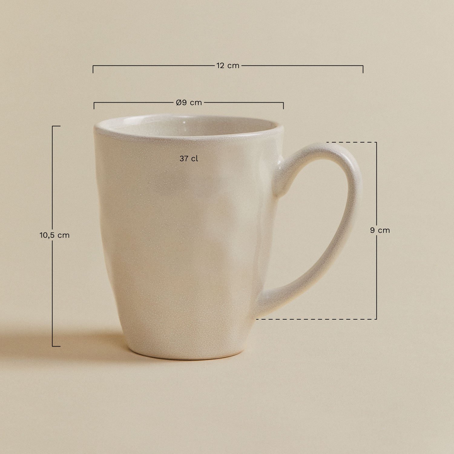 Pack de 2 tazas en gres 37 cl Sibeta, medidas