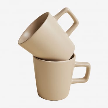 Pack De 2 Tazas De Café 31 Cl En Gres Sillex Beige Almendra - Sklum